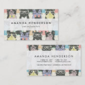 Niedliches Hipster-Katzen-Muster Visitenkarte (Vorne/Hinten)