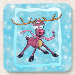 Niedliches Hirsch auf Eis Winterweihnachtsferien C Untersetzer