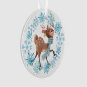 Niedliches Hirsch auf Skaten Snowflake Wreath Ornament (Vorderseite)