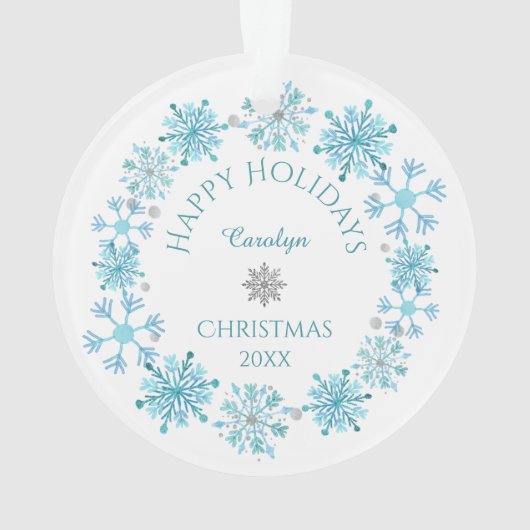 Niedliches Hirsch auf Skaten Snowflake Wreath Ornament (Rückseite)