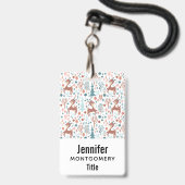 Niedliches Hirsch im Whimsikwaldmuster Ausweis (Rückseite mit Lanyard)