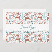 Niedliches Hirsch im Whimsikwaldmuster Dankeskarte (Vorne/Hinten)
