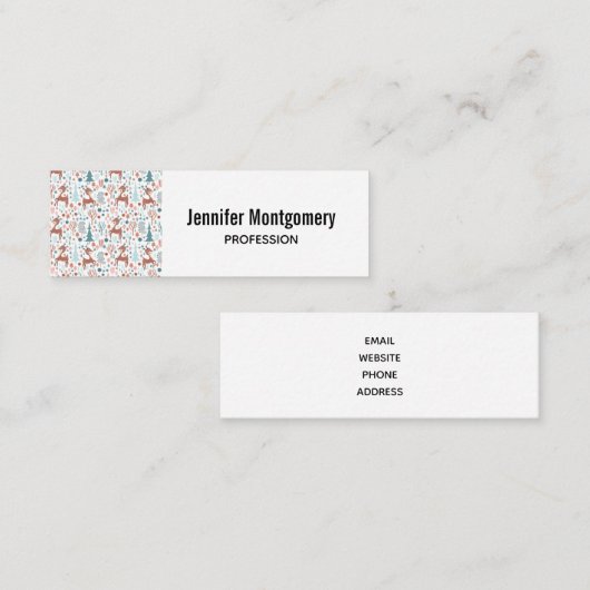 Niedliches Hirsch im Whimsikwaldmuster Mini Visitenkarte (Vorne/Hinten)