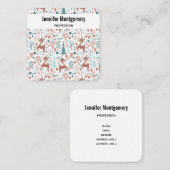 Niedliches Hirsch im Whimsikwaldmuster Quadratische Visitenkarte (Vorne/Hinten)