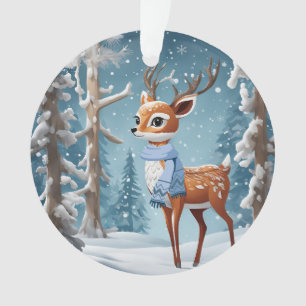 Niedliches Hirsch im Winter-Wald Weihnachten Ornament