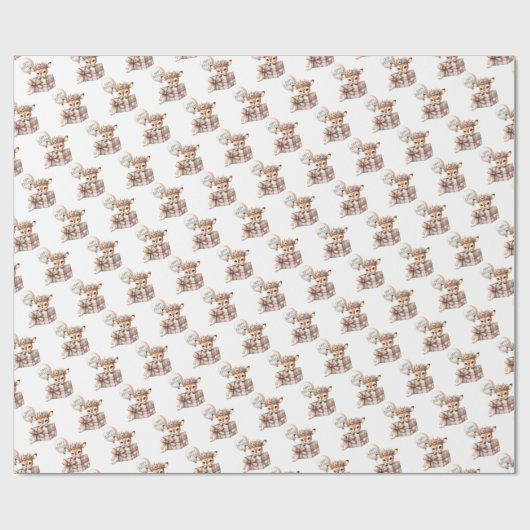 Niedliches Hirsch in der Geschenkboxen überrascht Geschenkpapier (Flach)