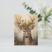 Niedliches Hirsch in einer bloralen Krone Postkarte (Stehend Vorderseite)