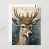 Niedliches Hirsch in einer Krone Postkarte (Vorne/Hinten)