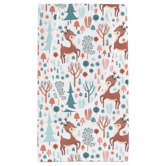 Niedliches Hirsch in Whimsical Forest Pattern Busi Kleine Geschenktüte (Rückseite)