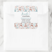 Niedliches Hirsch in Whimsical Forest Pattern Busi Quadratischer Aufkleber (Tasche)