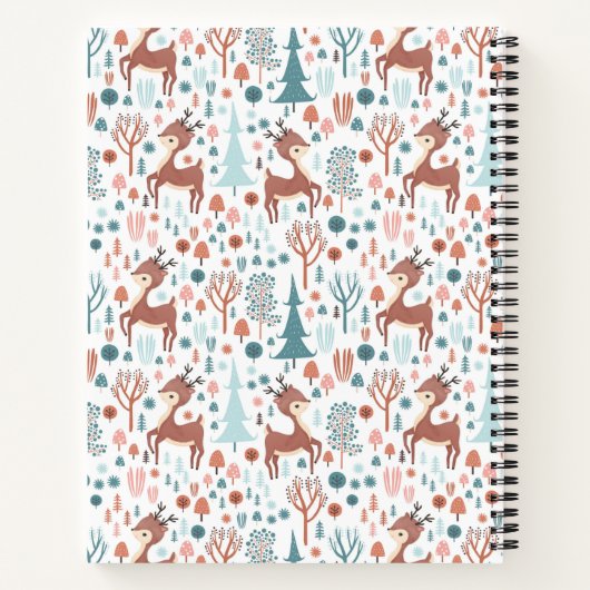 Niedliches Hirsch in Whimsical Forest Pattern Mono Notizblock (Rückseite)