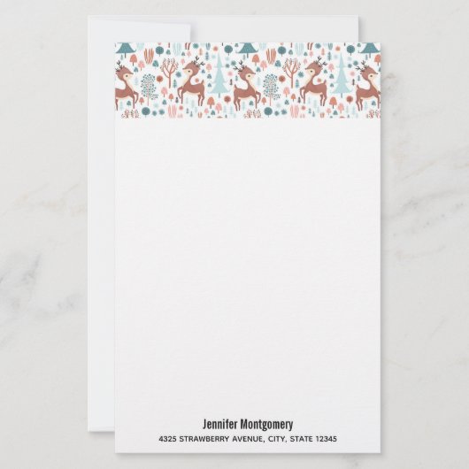 Niedliches Hirsch in Whimsical Forest Pattern Weih (Vorderseite)