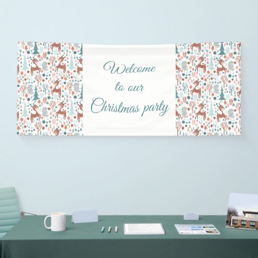 Niedliches Hirsch in Whimsical Forest Pattern Weih Banner (Messe)
