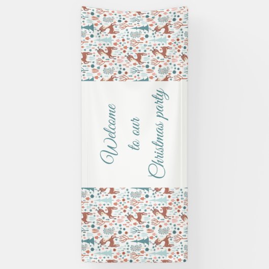 Niedliches Hirsch in Whimsical Forest Pattern Weih Banner (Vertikal)