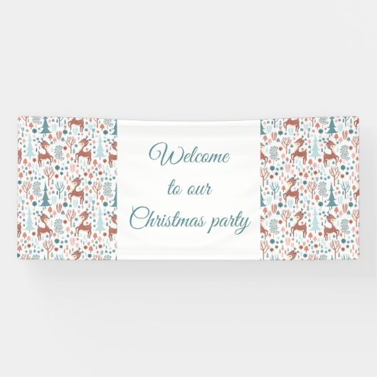Niedliches Hirsch in Whimsical Forest Pattern Weih Banner (Horizontal)