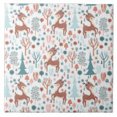 Niedliches Hirsch in Whimsical Forest Pattern Weih Fliese (Vorderseite)