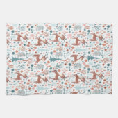 Niedliches Hirsch in Whimsical Forest Pattern Weih Geschirrtuch (Horizontal)