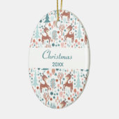 Niedliches Hirsch in Whimsical Forest Pattern Weih Keramik Ornament (Links)