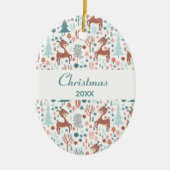 Niedliches Hirsch in Whimsical Forest Pattern Weih Keramik Ornament (Vorne)
