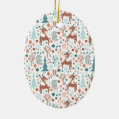 Niedliches Hirsch in Whimsical Forest Pattern Weih Keramik Ornament (Hinten)