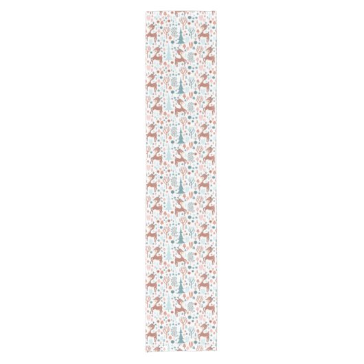 Niedliches Hirsch in Whimsical Forest Pattern Weih Kurzer Tischläufer (Vorderseite)