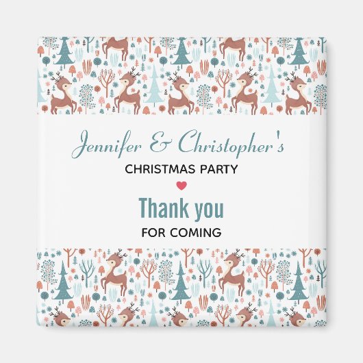 Niedliches Hirsch in Whimsical Forest Pattern Weih Magnet (Vorne)