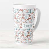 Niedliches Hirsch in Whimsical Forest Pattern Weih Milchtasse (Rechte Ecke)