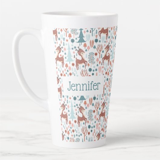 Niedliches Hirsch in Whimsical Forest Pattern Weih Milchtasse (Links)