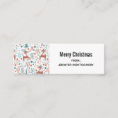 Niedliches Hirsch in Whimsical Forest Pattern Weih Mini Visitenkarte (Vorderseite)