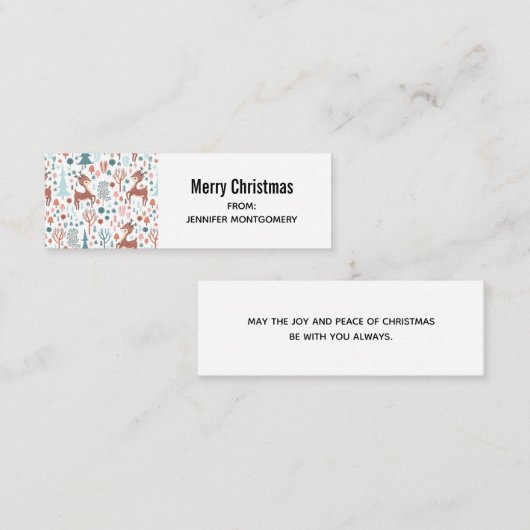 Niedliches Hirsch in Whimsical Forest Pattern Weih Mini Visitenkarte (Vorne/Hinten)