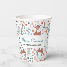 Niedliches Hirsch in Whimsical Forest Pattern Weih Pappbecher