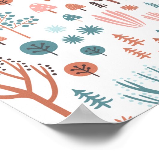 Niedliches Hirsch in Whimsical Forest Pattern Weih Poster (Ecke)