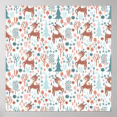 Niedliches Hirsch in Whimsical Forest Pattern Weih Poster (Vorne)