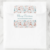 Niedliches Hirsch in Whimsical Forest Pattern Weih Quadratischer Aufkleber (Tasche)