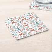 Niedliches Hirsch in Whimsical Forest Pattern Weih Rechteckiger Pappuntersetzer (angewinkelt)