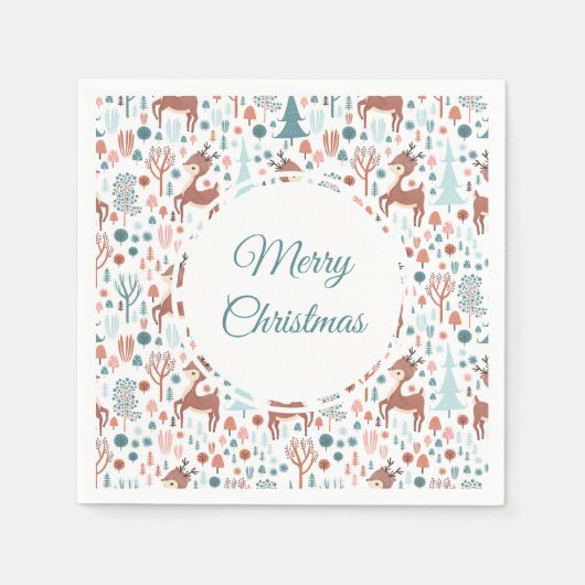 Niedliches Hirsch in Whimsical Forest Pattern Weih Serviette (Vorderseite)