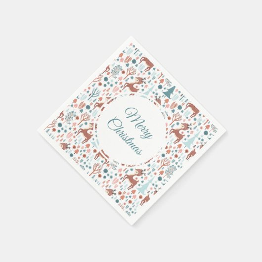 Niedliches Hirsch in Whimsical Forest Pattern Weih Serviette (Ecke)