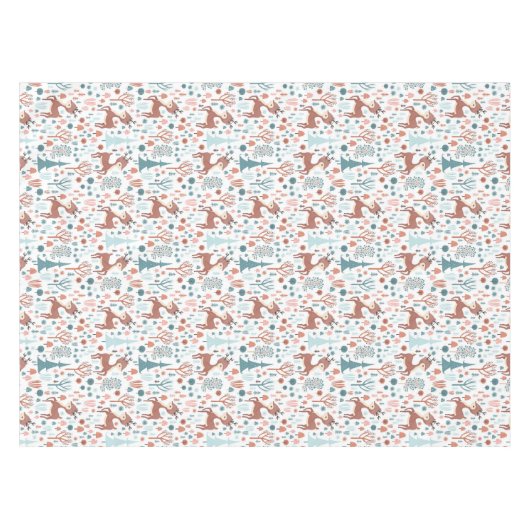 Niedliches Hirsch in Whimsical Forest Pattern Weih Tischdecke (Vorderseite (Horizontal))