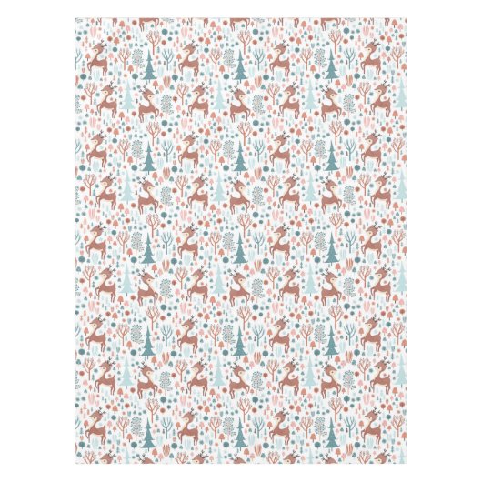 Niedliches Hirsch in Whimsical Forest Pattern Weih Tischdecke (Vorderseite)