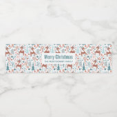 Niedliches Hirsch in Whimsical Forest Pattern Weih Wasserflaschenetikett (Einzelnes Label)