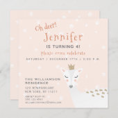 Niedliches Hirsch | Kinder Winter Geburtstag Einladung (Vorne/Hinten)