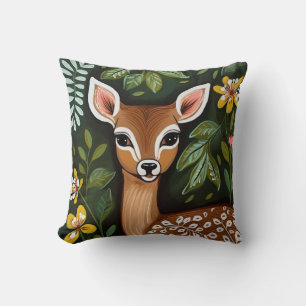 Niedliches Hirsch mit Blätter und Blume Kissen
