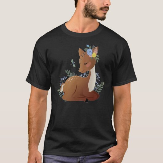 niedliches Hirsch mit Blume für Kinder Essenzielle T-Shirt (Vorderseite)