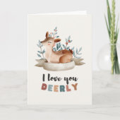 Niedliches Hirsch mit Blume, ich Liebe, Sie Grußka Karte (Vorderseite)