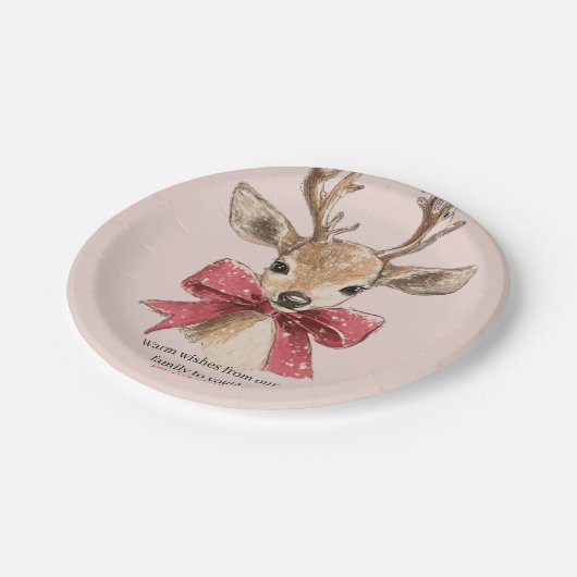 Niedliches Hirsch mit neutraler Rotschwanzweihnach Pappteller (Schrägansicht)