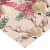Niedliches Hirsch mit Rotem Bow | Rosa Weihnachten Kurzer Tischläufer (Ecke)