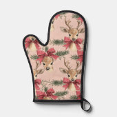 Niedliches Hirsch mit Rotem Bow | Rosa Weihnachten Ofenhandschuh (Vorderseite)
