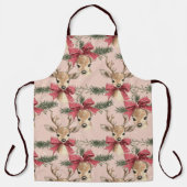 Niedliches Hirsch mit Rotem Bow | Rosa Weihnachten Schürze (Vorderseite)