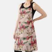 Niedliches Hirsch mit Rotem Bow | Rosa Weihnachten Schürze (InSitu)