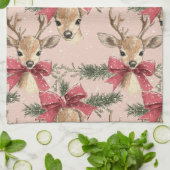 Niedliches Hirsch mit Rotem Bow | Rotes Weihnachts Geschirrtuch (Gefaltet)